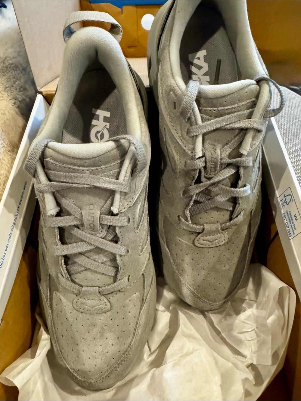 Hoka Men's Gray Suede Athletic Sneakers